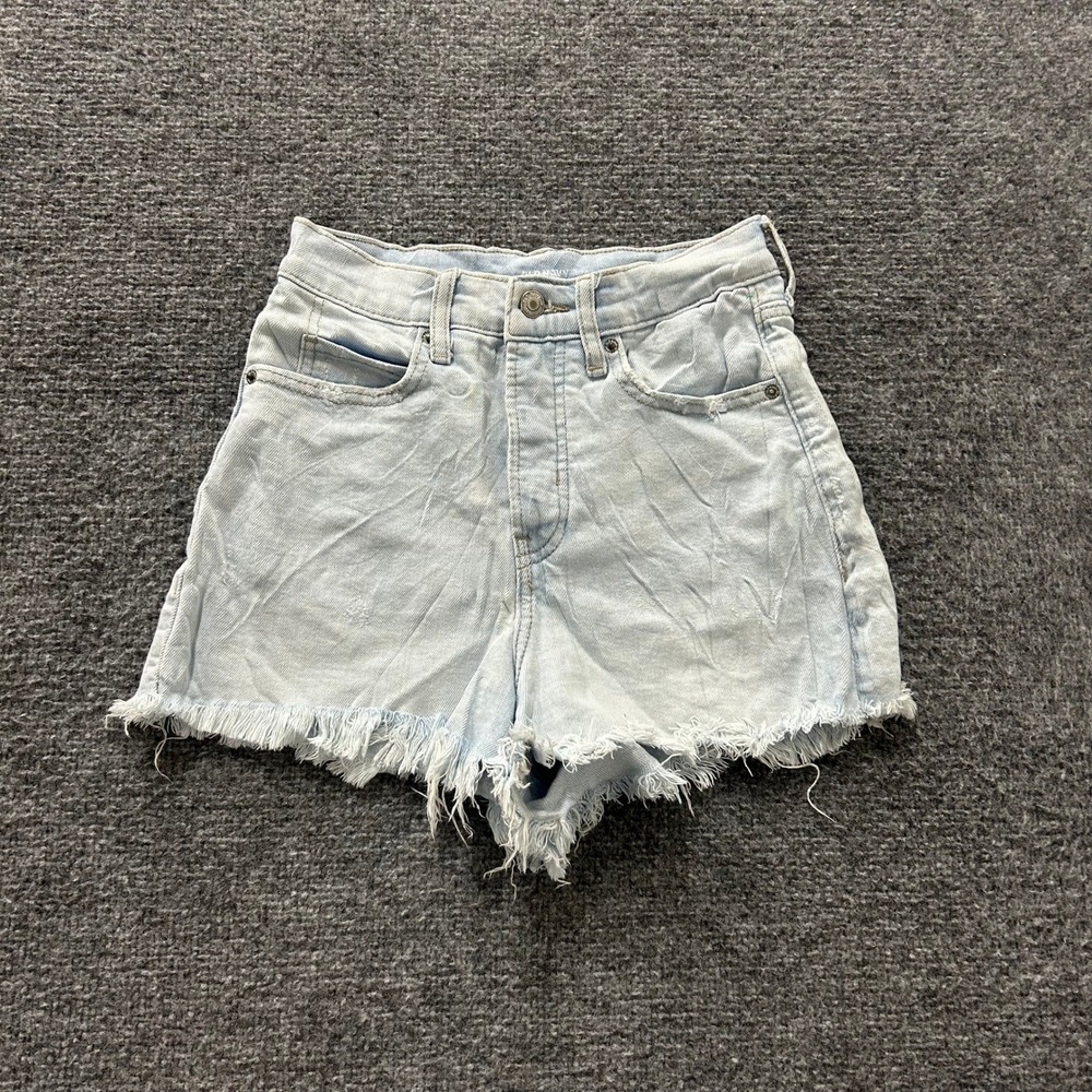 Old Navy Denim Shorts Womens Size 0 Light Wash High Waisted Frayed Hem Cutoff
